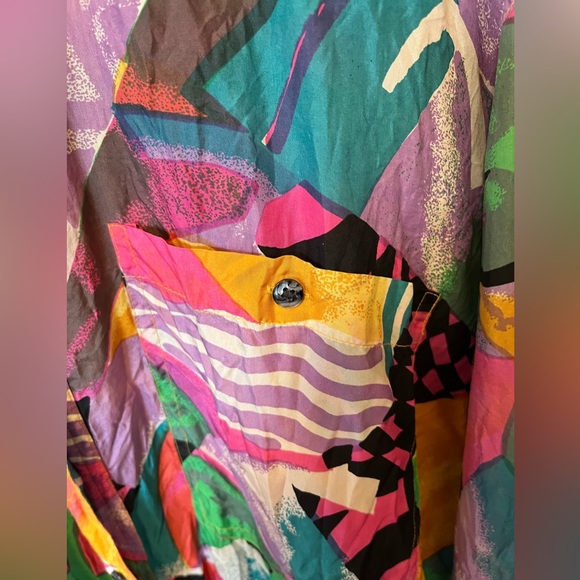Vintage multi coloured silk button down size medium - Picture 4 of 5